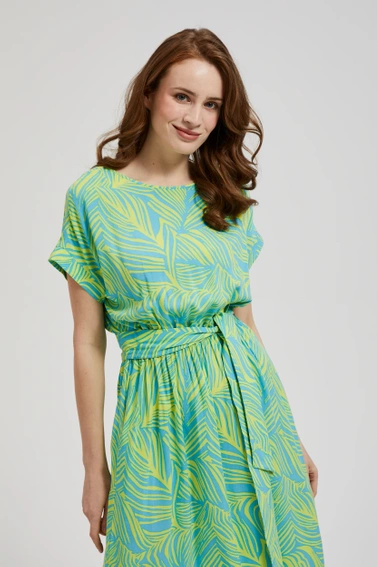 Sukienka z wiązaniem w talii turkusowa