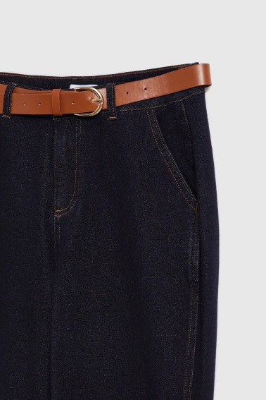 Jeansy z paskiem ciemnogranatowe 