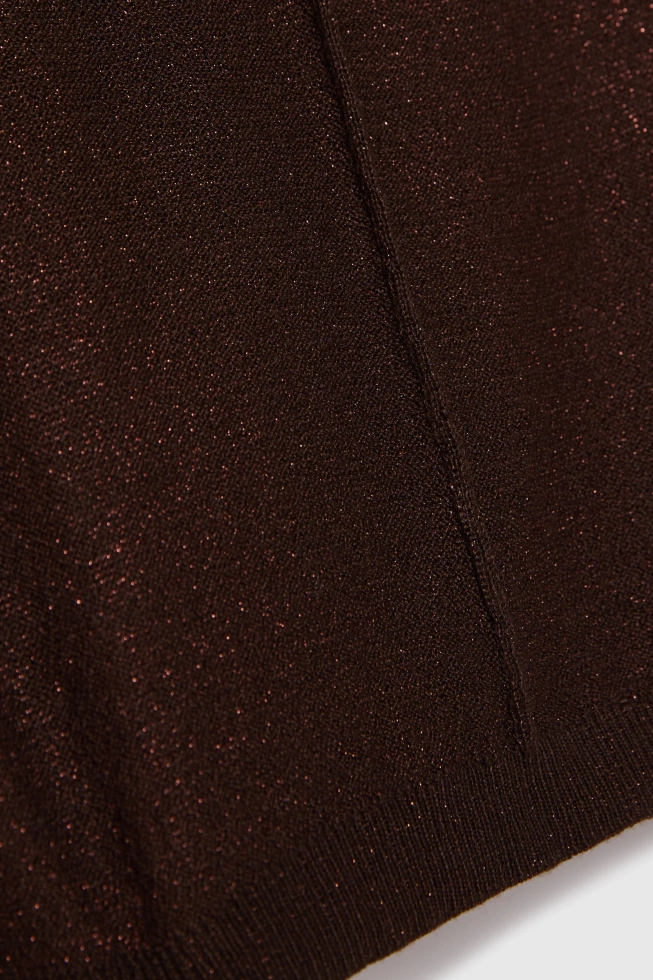 Sweter z krótkimi rękawami brązowy