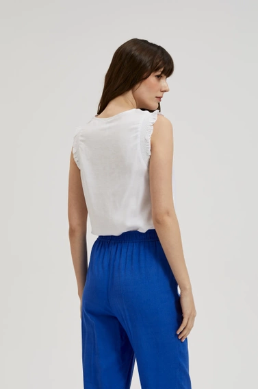 Koszula z falbaną na ramionach biała