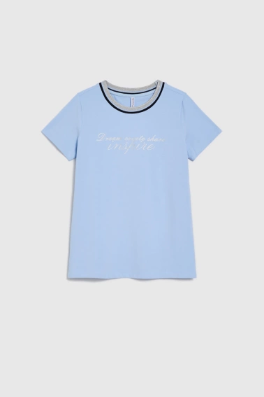 Bluzka z napisem błękitna