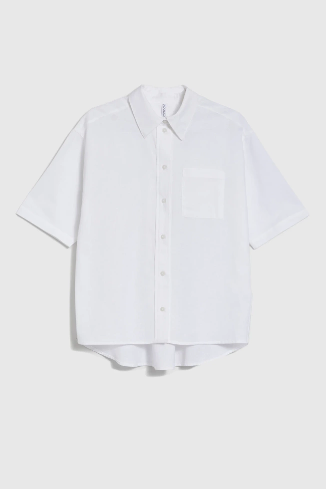 Koszula z krótkimi rękawami i kołnierzykiem biała