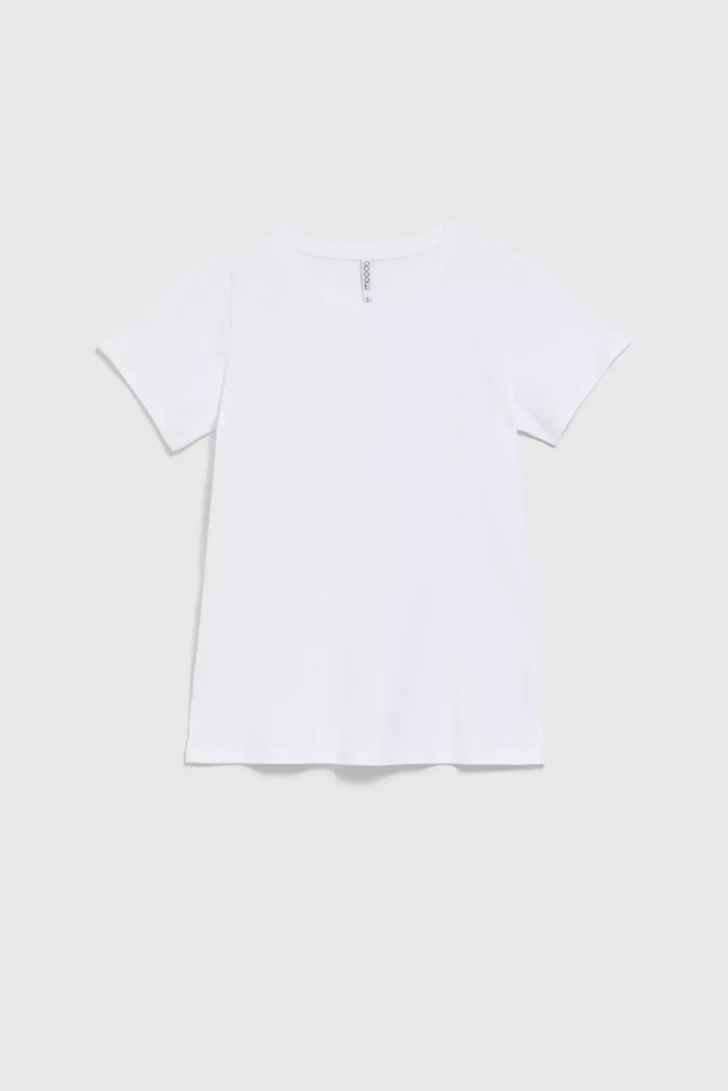 Gładka bluzka z okrągłym dekoltem biała