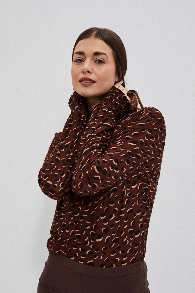 Bluzka z długim rękawem brązowa