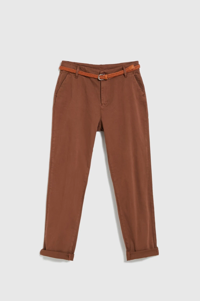 Spodnie z ozdobnym paskiem brązowe