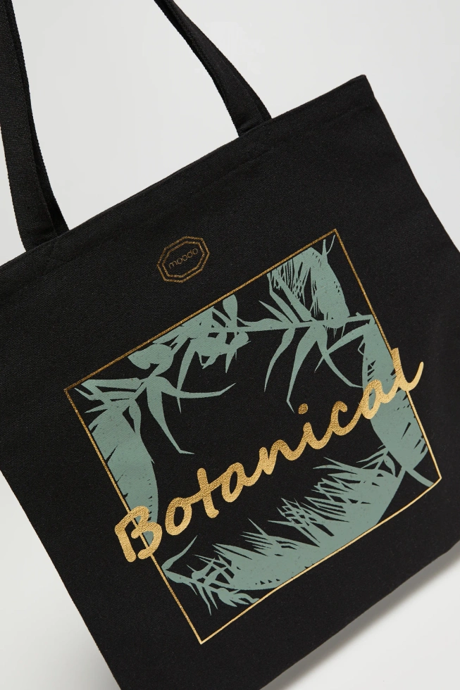 Torba shopper z napisem czarna