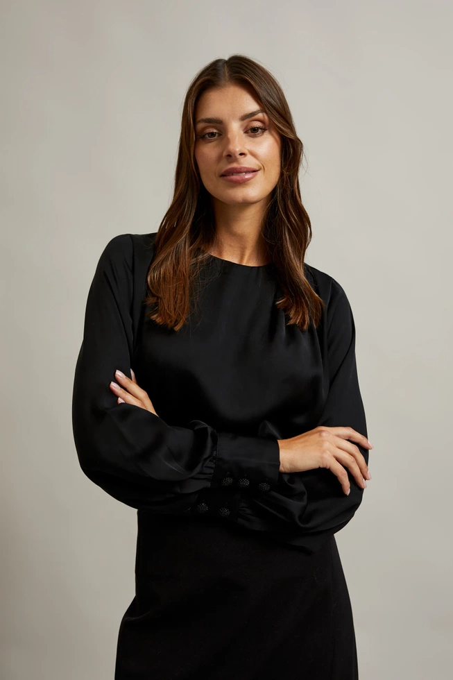 Elegancka koszula z bufiastymi rękawami czarna