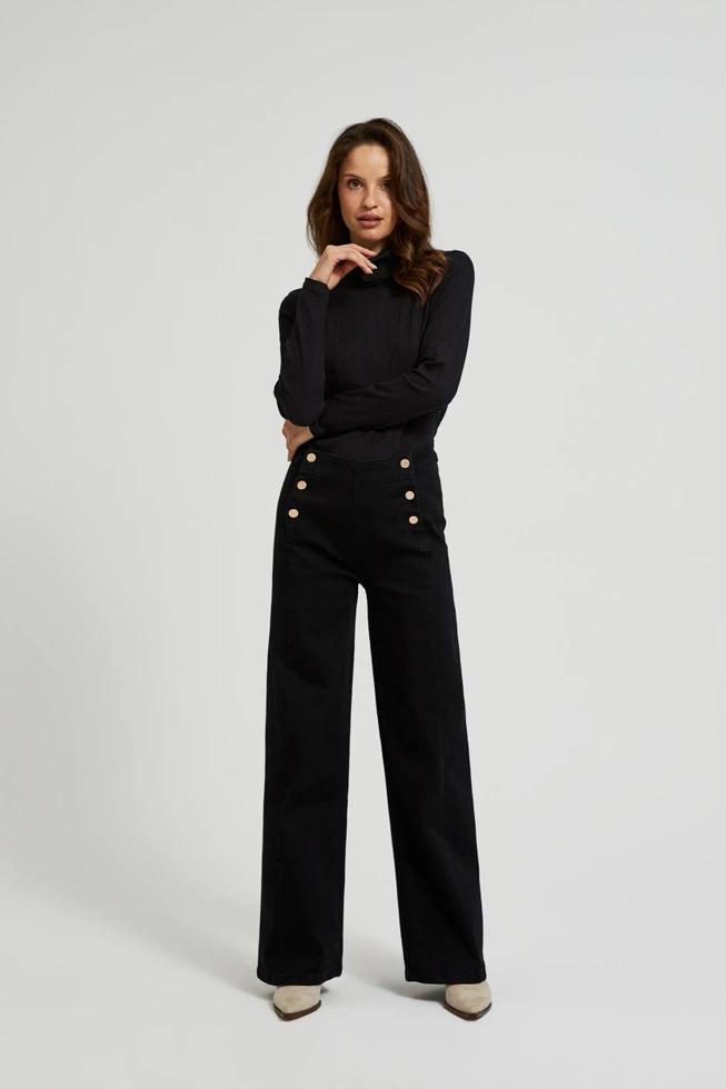 Jeansy z ozdobnymi guzikami czarne