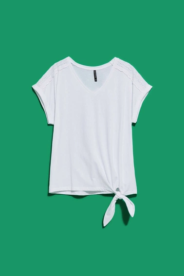 T-shirt z wiązaniem biały