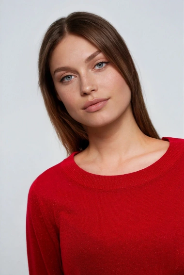 Sweter z wiskozy czerwony