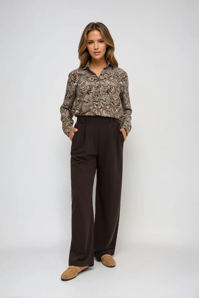 Wzorzysta koszula brązowa