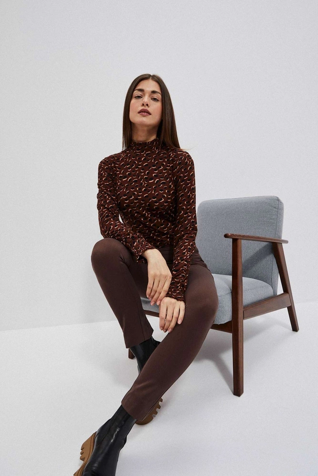 Bluzka z długim rękawem brązowa