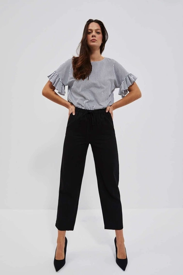 Lniane spodnie z prostą nogawką czarne