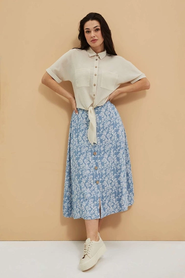 Spódnica lyocell z kwiatowym printem