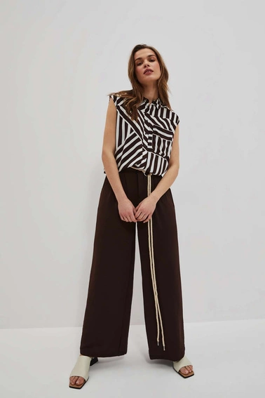 Spodnie z szerokimi nogawkami ciemnobrązowe