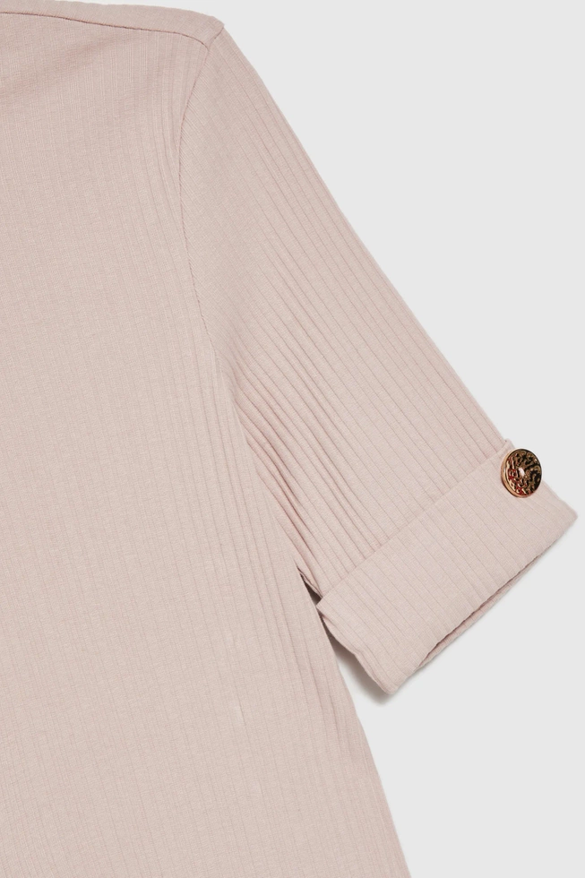 Prążkowana bluzka z golfem różowa