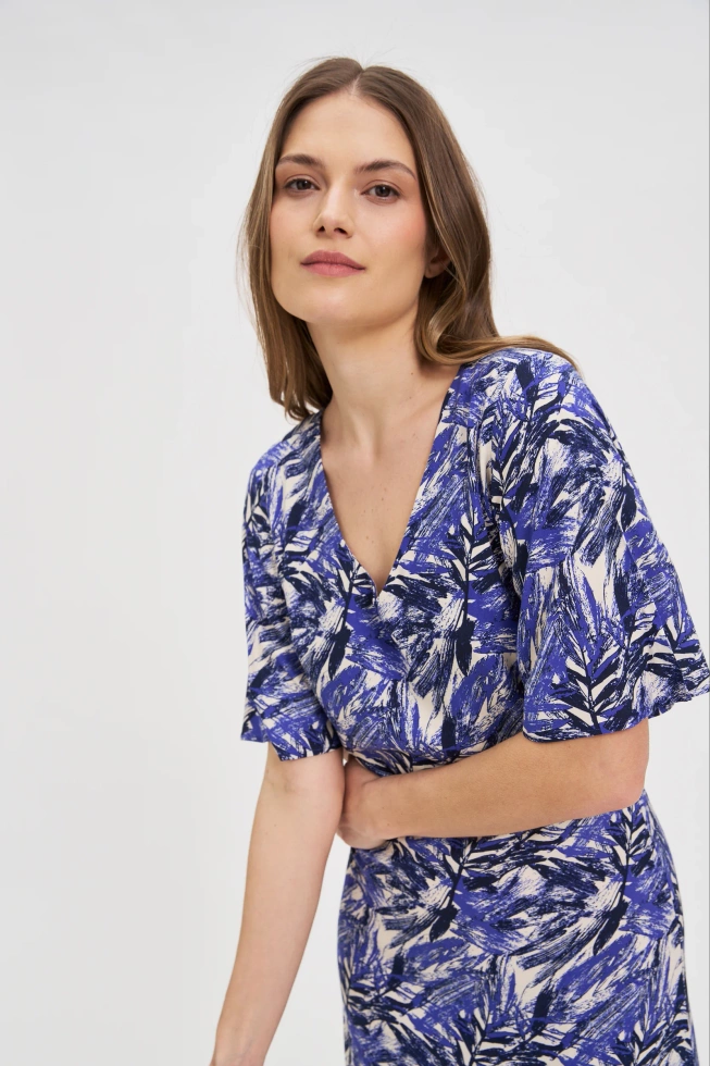 Wiskozowa sukienka midi granatowa