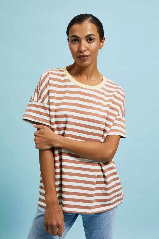 Bluza w paski brązowa