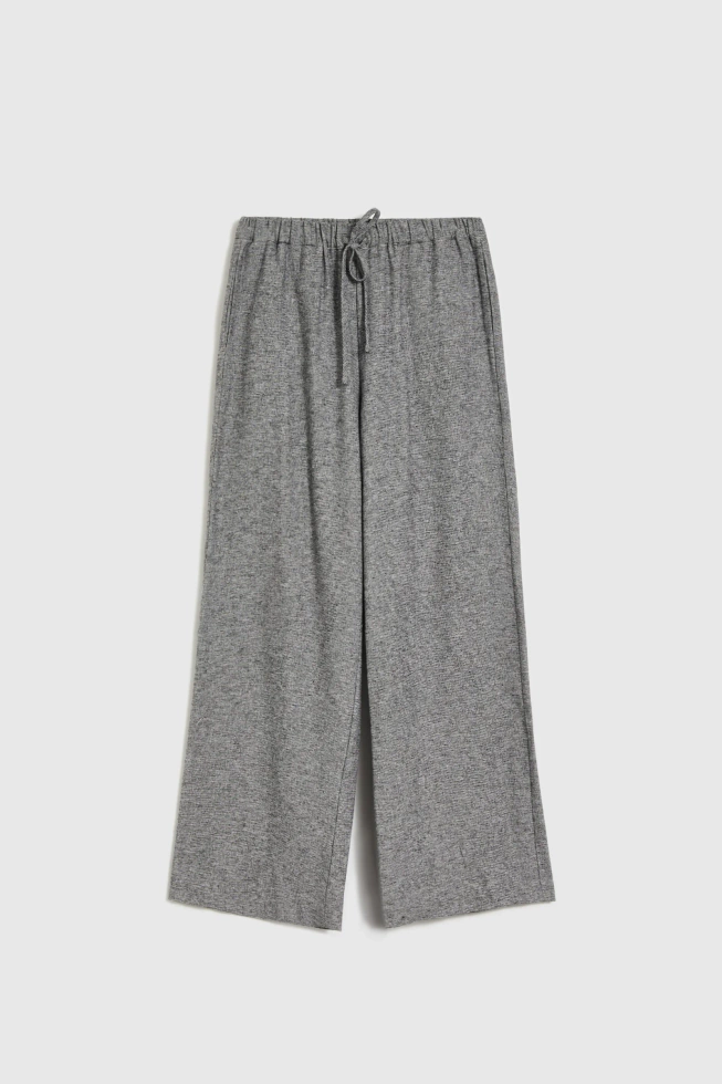 Bawełniane spodnie z szerokimi nogawkami szare
