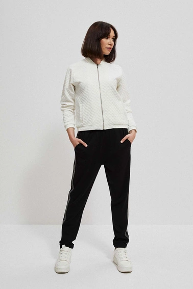 Gładkie spodnie z lampasami czarne