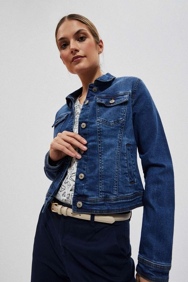 Kurtka jeansowa z kieszeniami niebieska