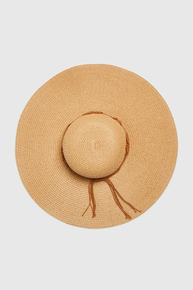 Kapelusz z szerokim rondem beżowy