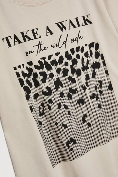 T-shirt z nadrukiem beżowy