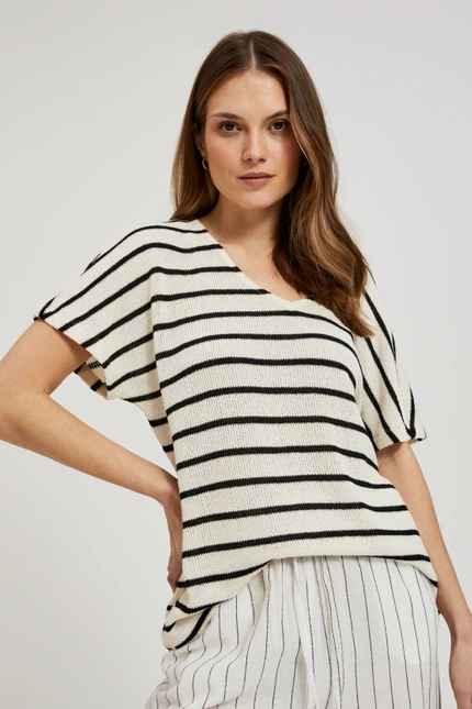 Bluzka w paski beżowa