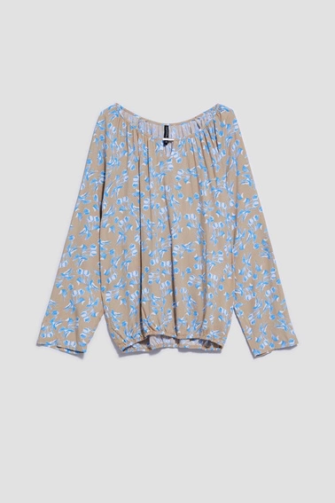 Wzorzysta koszula w kwiaty ciemnobeżowa