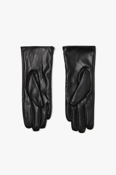 Rękawiczki z dżetami ze skóry ekologicznej czarne