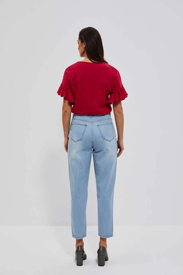 Jeansy mom fit z wysokim stanem błękitne