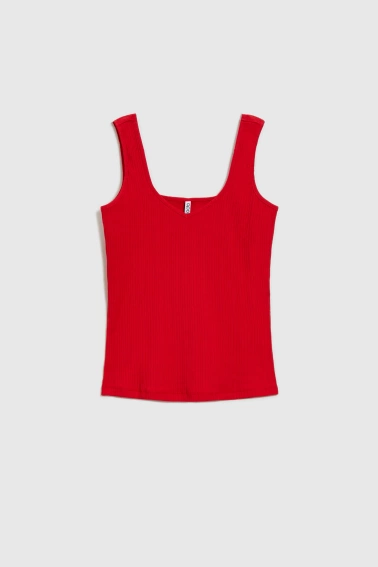 Prążkowany top czerwony