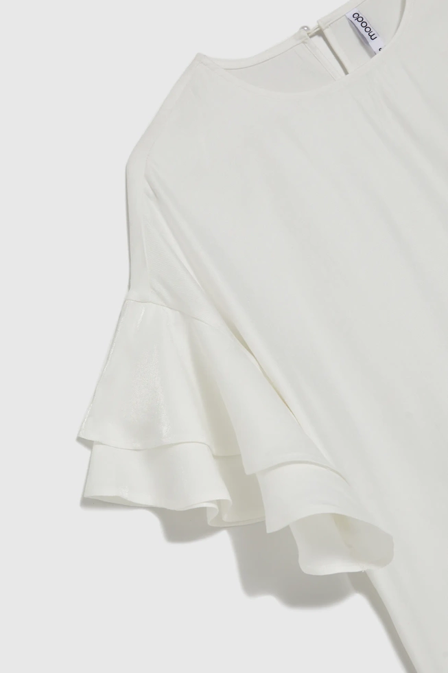 Koszula z falbanami na rękawach biała