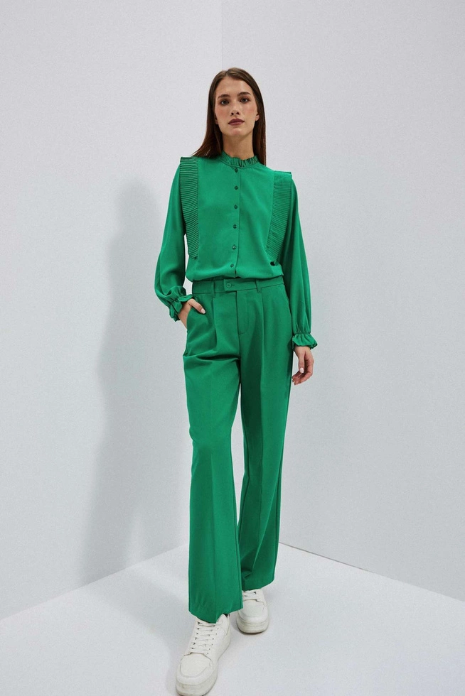Koszula z plisowaniem zielona