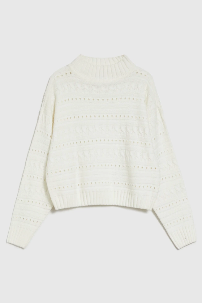 Sweter z golfem biały