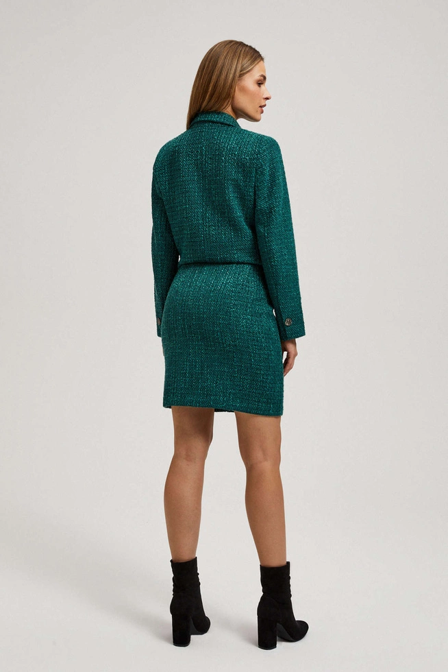 Spódnica w tweedowym stylu z ozdobnymi guzikami szmaragdowa