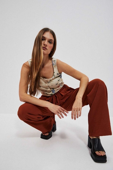 Spodnie z szerokimi nogawkami brązowe