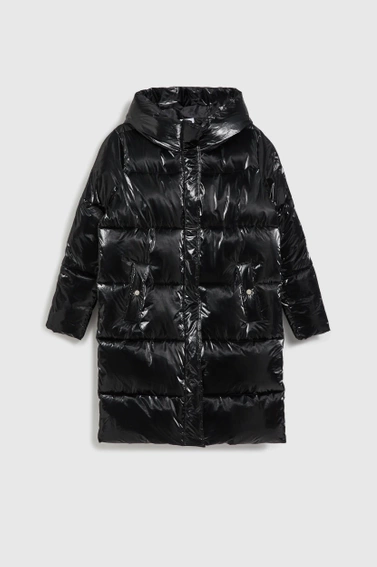 Długa kurtka z kapturem czarna 