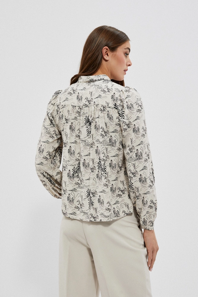 Wzorzysta koszula w kolorze beżowym