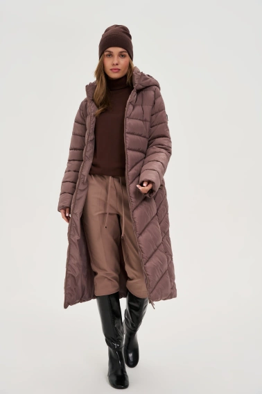 Kurtka z paskiem brązowa