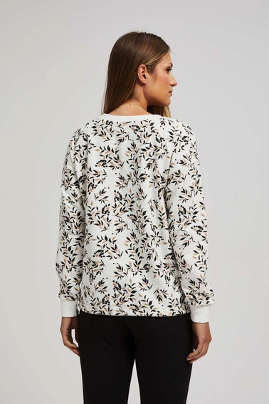 Bluza z wiązaniem w pasie i nadrukiem