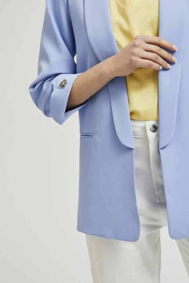 Marynarka z marszczonymi rękawami 3/4 błękitna