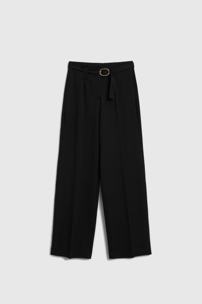 Spodnie w kant z paskiem czarne