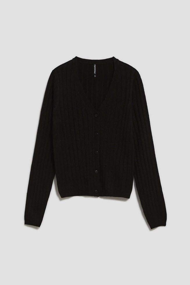 Sweter ozdobiony metaliczną nitką czarny