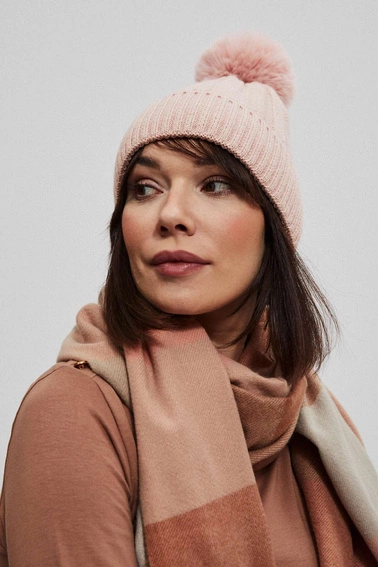 Czapka z pomponem różowa