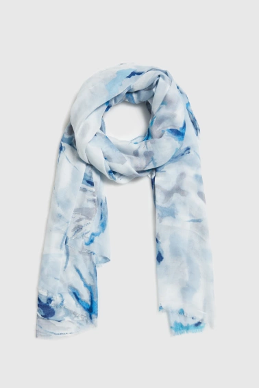 Wzorzysty szal niebieski 