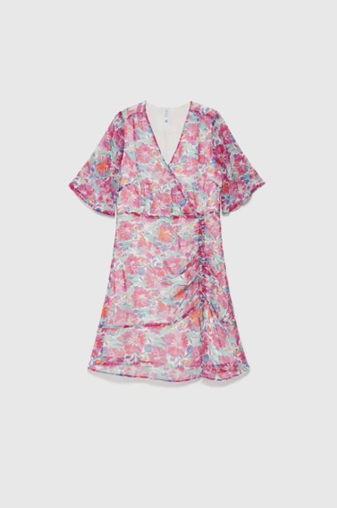 Sukienka w kwiaty fuksjowa