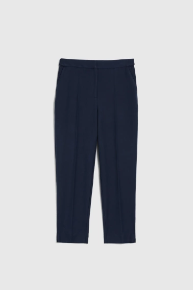 Spodnie z prostymi nogawkami w kant granatowe