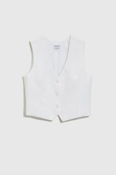 Kamizelka z dodatkiem lnu biała