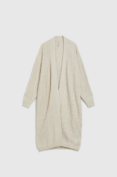 Długi kardigan beżowy